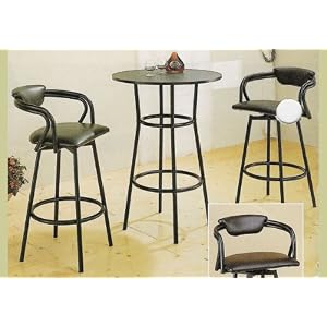3pc R Style Black Metal Frame Kitchen Bar Table and Stools Set by 