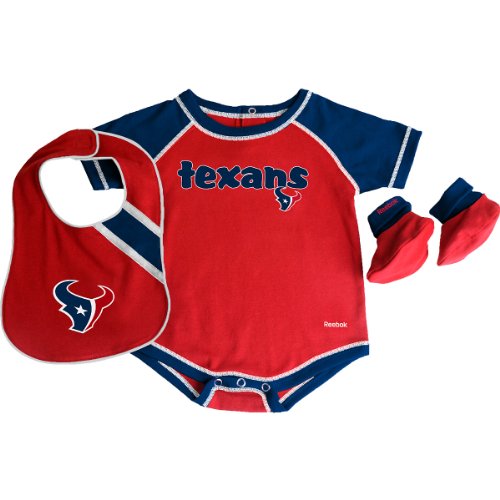 Reebok Houston Texans Newborn Creeper, Bib and Bootie Set 0-3 Months