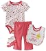Vitamins Baby-girls Newborn One Cute Chick 4 Piece Creeper Pant Set, Pink, 6 Months