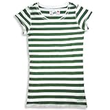 Jade - Girls Short Sleeve Striped Tee Shirt, Green, White