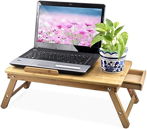 Portable Bamboo Laptop Desk Folding Laptop Notebook Computer Desk Bed Tray Table
