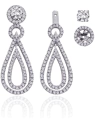 14K White Gold 1 ct. Diamond Detachable Teardrop Earring Jackets
