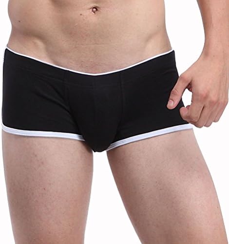 ZIHAN Men's Low Rise Cotton Stretch Bee Boxer Brief Medium Black