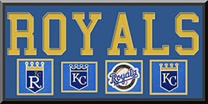 Kansas City Royals Team Wool Blend Fabric Logos Throughout The Years With Team Name & Team Color Double Matting-Awesome & Beautiful Large Picture-Most MLB Team Banners Available-Plz Go Through Description & Mention In Gift Message If Need A different Team
