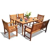 VIFAH V98SET6 English Garden 6-Piece Dining Set, Natural Wood Finish, 59 by 31.5 by 29 inch