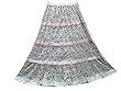 Peasant Maxi Skirts- White Printed Tiered Cotton Long Skirt for Womans