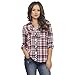 Women's Classic Collar Button Down Roll Up Long Sleeve Cotton Plaid Shirt