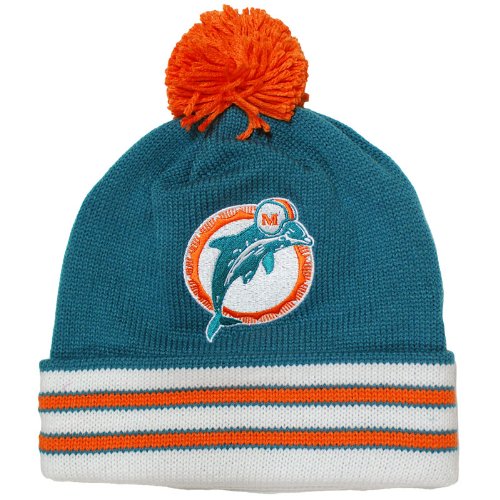 Mitchell & Ness Miami Dolphins Throwback Jersey Stripe Knit Hat One Size Fits All