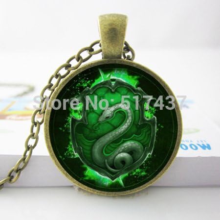 Pretty Lee Green Style Hot Harry Potter Hogwarts Necklacegryffindor Slytherinravenclaw Hufflepuff Schoolsglass Cabochon Pendant Necklace