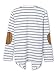 Persun Women White Stripes Long Sleeve PU Elbow Water Fall Cardigan Jacket