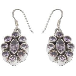 Sterling Silver Amethyst Earrings Jewelry 1.5 Inches