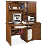 Kathy Ireland Home by Martin Furniture Mission Pasadena Wood Computer Desk and Hutch
