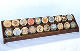 2 Rows Challenge Coin / Casino Chip Display Rack Holder -Walnut Finish
