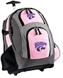 K-State Logo Rolling Backpack Deluxe Pink Kansas State University - Backpacks Bags with Wheels or School Trolley Carry-On Bags - Unique Wheeled Gifts for Girls Ladies- CUTE!