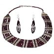 Girls Gift Silver Garnet Necklace Bracelet Earrings Set