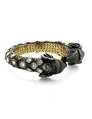 14kt Yellow Gold Rose Cut Diamond Bangle Bracelet Silver Vintage Style Jewelry