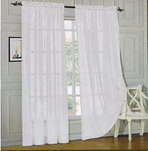 Elegant Comfort® 2-Piece SHEER PANEL with 2inch ROD POCKET - Window Curtains 60-inch width X 84-inch Length - White