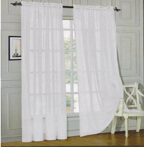 Elegant Comfort 2 Piece Sheer Panel With 2inch Rod Pocket Window