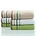 Moolecole Jacquard Towel Bamboo Fiber Striped Towels Soft Hand Towel 160-gram 13.5''x 30'' (2, Green)