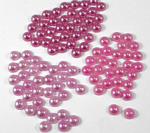400 Pcs Pink Pearl Finish Flat Back Glue on Half Dome Beads Cabochons Size 6mm