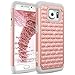 RANZ Diamond Studded Bling Crystal Rhinestone Silicone Rubber Dual Layer Hybrid Case for Samsung Galaxy S7 Edge - Grey/Rose Gold