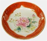 Classical Chinese porcelain sauce dish - hand painted peony design, set of 4