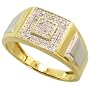 14k Gold Men's Square Diamond Ring, w/ 0.26 Carat Brilliant Cut Diamonds, 7/16" (11mm) wide