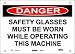 Master Lock S18750 10" Width x 7" Height Polypropylene, Black and Red on White Safety Sign, Header "Danger", Legend "Safety Glasses Must Be Worn While Operating This Machine" Master Lock S18750 10" Width x 7" Height Polypropylene, Black and Red on White Safety Sign, Header "Danger", Legend "Safety Glasses Must Be Worn While Operating This Machine"