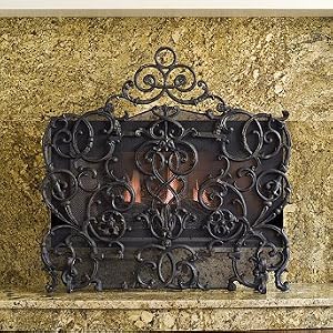 Vineyard Arch Fireplace Screen with Mesh Backing - Antique Pewter - Frontgate
