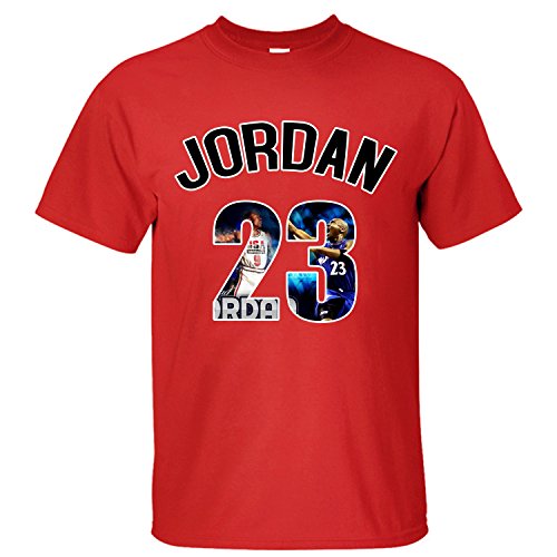 TOTOT Men's Michael Jordan Number 23 NBA American Former NBA Champion T Shirt red L