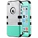 ULAK iPhone 5C Case, 3in1 Anti Slip iPhone 5C Case Hybrid with Soft Flexible Inner Silicone Skin Protective Case Cover for Apple iPhone 5C Minimal Mint Stripes + Black