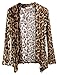 Allegra K Women Leopard Long Sleeve Open Front Boyfriend Cardigan