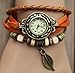 6 Color Quartz Fashion Weave Wrap Around Leather Bracelet Lady Woman Wrist Watch (Orange)