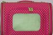 Fully Enclosed Pet Carrier - Luggage Style - Polka Dot - Raspberry and Lime