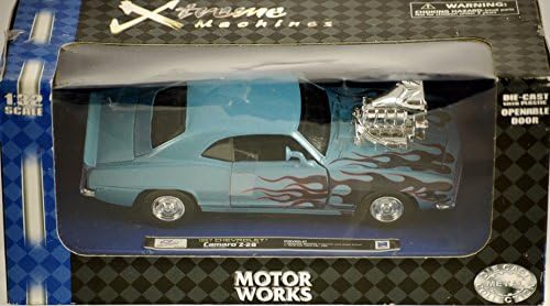 2002 - New-Ray Toys - Motor Works / Xtreme Machines - 1967 Chevrolet Camaro Z-28 - Blue Metallic w/ Black Flames - 1:32 Scale - Die Cast - OOP - New - Mint - Rare - Collectible