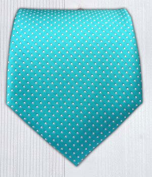 100% Silk Woven Turquoise Pindot Tie