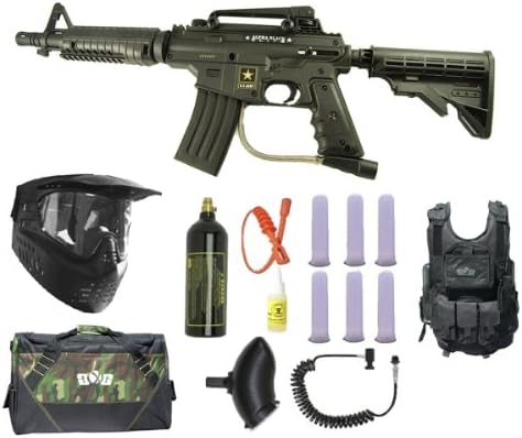 US Army Alpha Black Elite Paintball Marker Gun 3Skull Vest Sniper Set