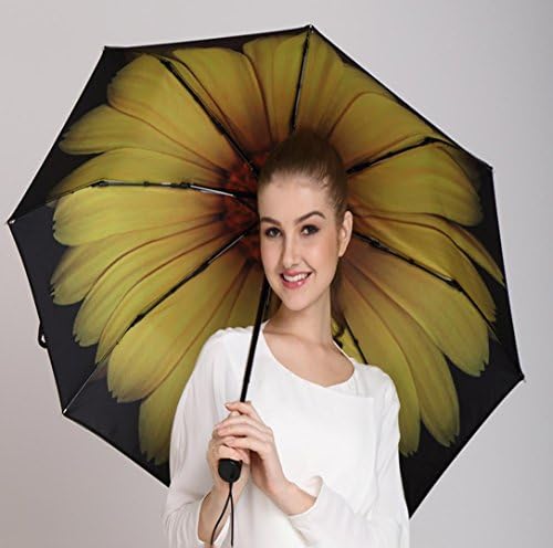 XIAOHM Sunscreen UV protection Sun umbrella umbrella double black vinyl umbrella folding ladies umbrella , lemon yellow