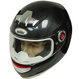 Motorcycle Street Bike Size Adjustable Full Face Helmet Fiber Black