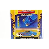 Dodge Challenger R/T, azzurro con decorazione di fiamme, 2009, modello di automobile, modello prefabbricato, Greenlight 1:64 Modello esclusivamente da collezionedi Greenlight