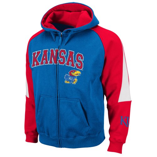 NCAA Kansas Jayhawks Playmaker Full Zip Hoodie (Royal, X-Large)