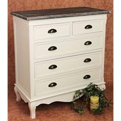 Kommode "Romance" Wei� YL290023B Schrank aus Holz 90cm Sideboard mit Schubladen