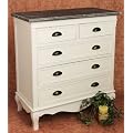 Kommode "Romance" Wei� YL290023B Schrank aus Holz 90cm Sideboard mit Schubladen