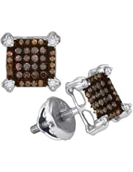 0.25CTW COGNAC DIAMOND MICRO-PAVE EARRING