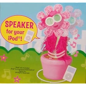 SPEAKER for iPod Movin & Groovin Dancing Flower Speaker Pink with Sunglasses & Pink Fuzzy Jacket