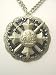 LARGE Pewter, Leather and Crystal Coat of Arms Crossed Swords Pendant Unisex Rocker Necklace by Gasoline Glamour