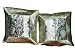 2 Silver Peacock Motif Silk Sari Toss Pillow Cushion Cover India 16X16