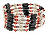 Magnetic Wrap Necklace/Bracelet - Orange Beads