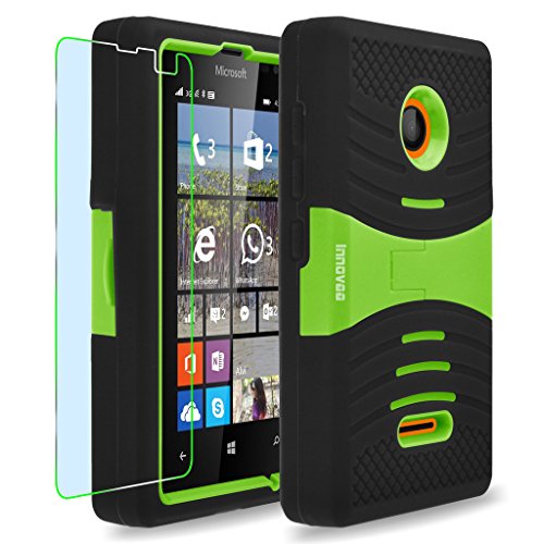 Microsoft Lumia 435 Case, INNOVAA Turbulent Armor Case W/ Free Screen Protector & Stylus Pen - Green/Black