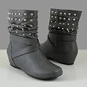 RESIN Women Studs Slouch Bootie Boots Grey